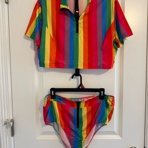 Colorful Striped Two-Piece Set